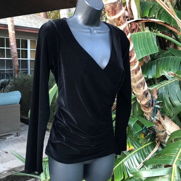 Tadashi stretch velvet wrap top - Picture 1 of 9